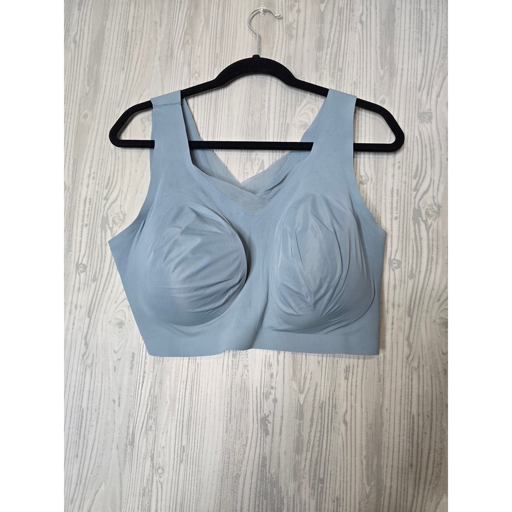 Evelyn & Bobbie Defy Bra Mesh Womens 3XL Blue Wireless Seamless Support Bra